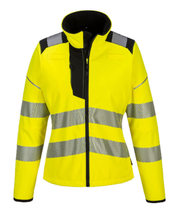 SOFTSHELL MUJER AMARILLO/NEGRO ALTA VISIBILIDAD PORTWEST PW381